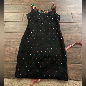 ET AL Sz 6 Black Colorful Sequin Accented Sleeveless Party Dress GUC B718